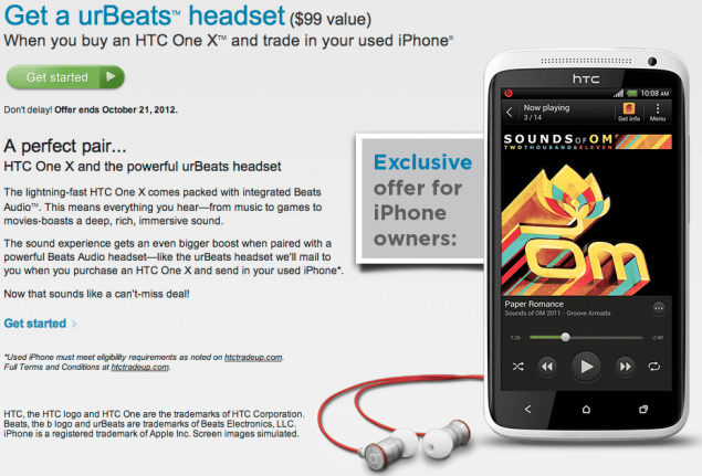 htc, HTC offre des écouteurs urBeats pour l&rsquo;échange de votre iPhone contre un HTC One X