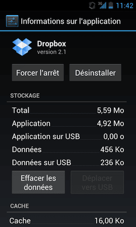 desinstaller application dropbox android tutoriel
