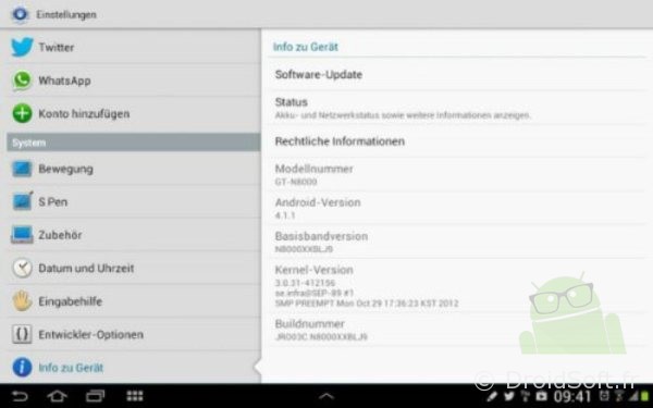 galaxy note 10 tablette android jelly bean
