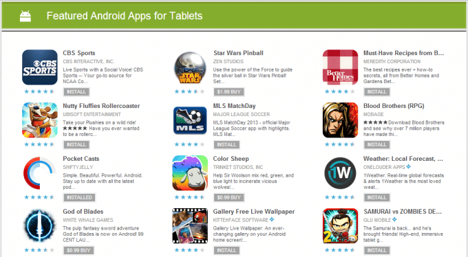 tablet-apps sur le Play Store