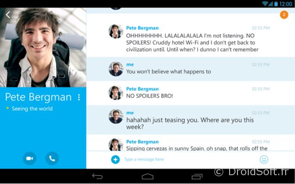 skype 4.4 android tablette