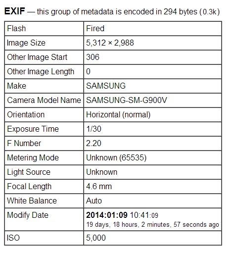 Samsung Galaxy S5 specs