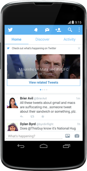 twitter android maj recommandation