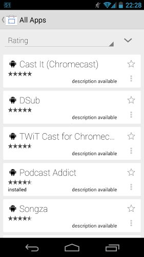 Chromecast app listing apk