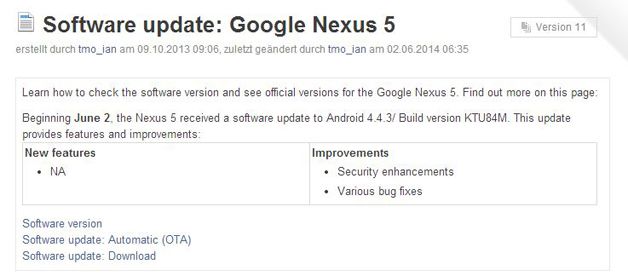 , Android 4.4.3 enfin sur Nexus 5 ?