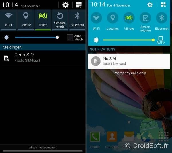 galaxy s4 comparatif notification android 5 et Android 4.4