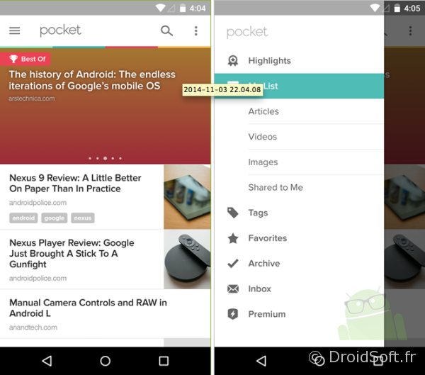 pocket android 5.0