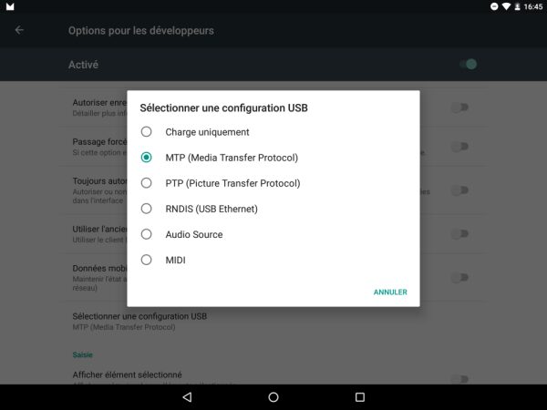 Configuration USB Android M