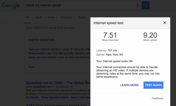 Google lance un test de vitesse d'internet
