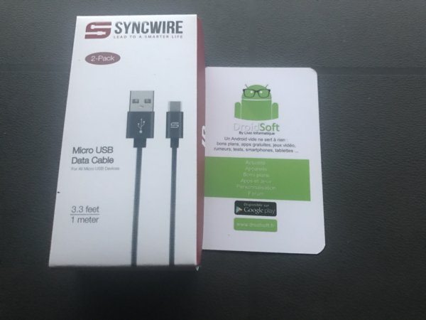 Test du nouveau câble MicroUSB en nylon tressé de Syncwire