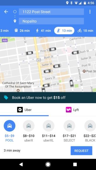 , Google Maps est mis à jour et intègre Uber