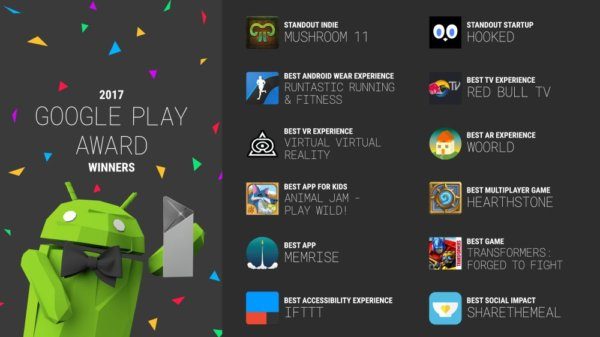 , Google Play Award : Google a annoncé les 12 meilleures applications Android de l&rsquo;année 2017