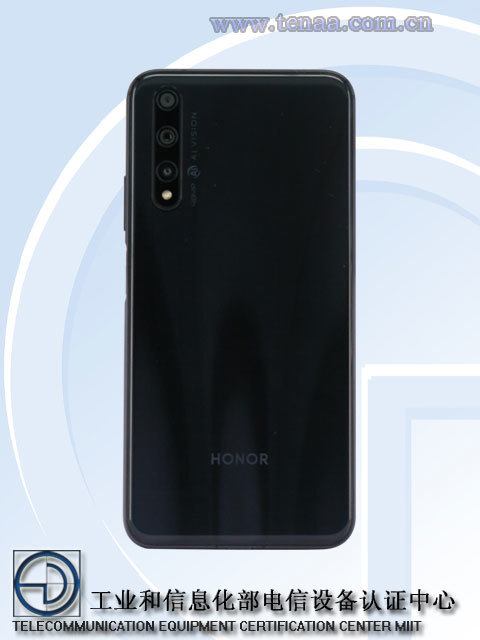 Honor 20s 20SE huawei rendu TENAA dos capteur écran emui téléphone septembre