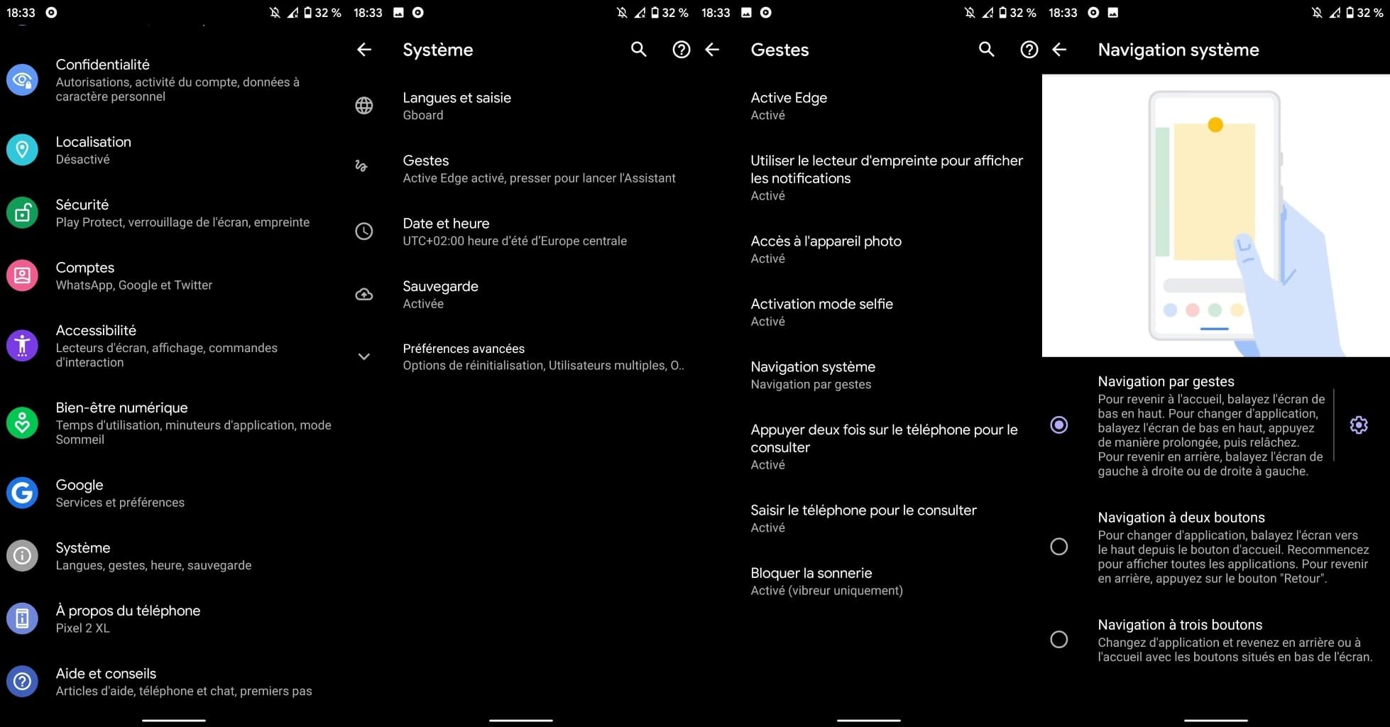 Navigation par geste, Android 10, Android 10 Navigation, Navigation Android 10