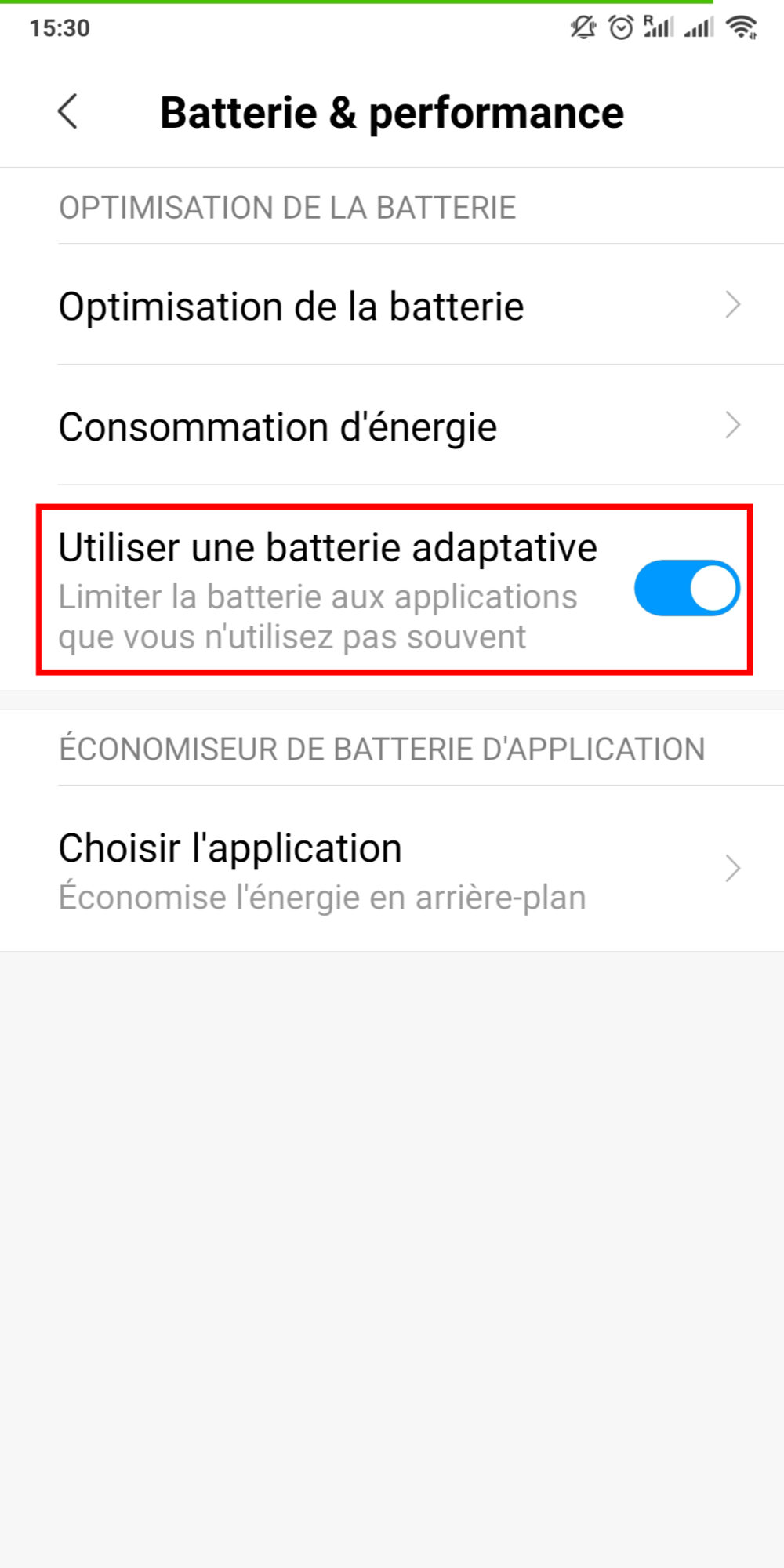 Batterie Adaptative Android 2