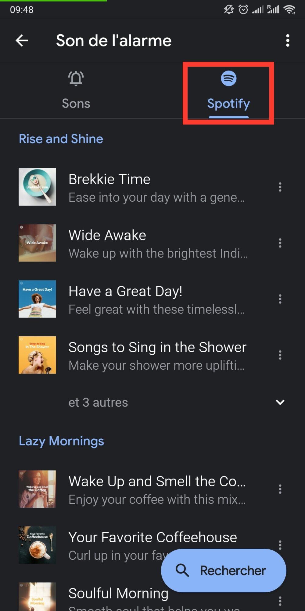 spotify, Utiliser de la musique Spotify comme réveil sur son smartphone Android