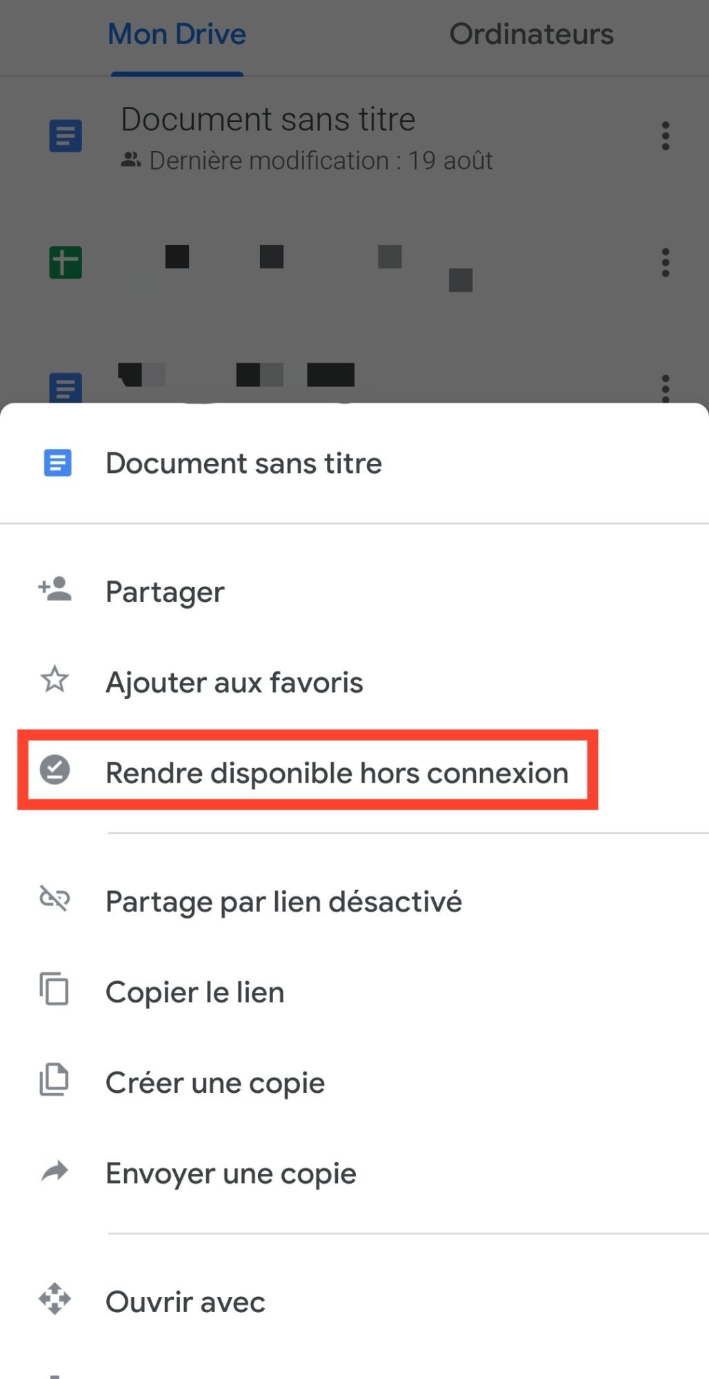 option-fichiers-Google-Drive-hors-connexion