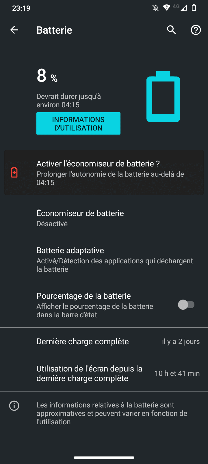 Autonomie 4G Moto G9 Play