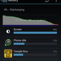 Ecran de statut de la batterie sous Android Jelly Bean