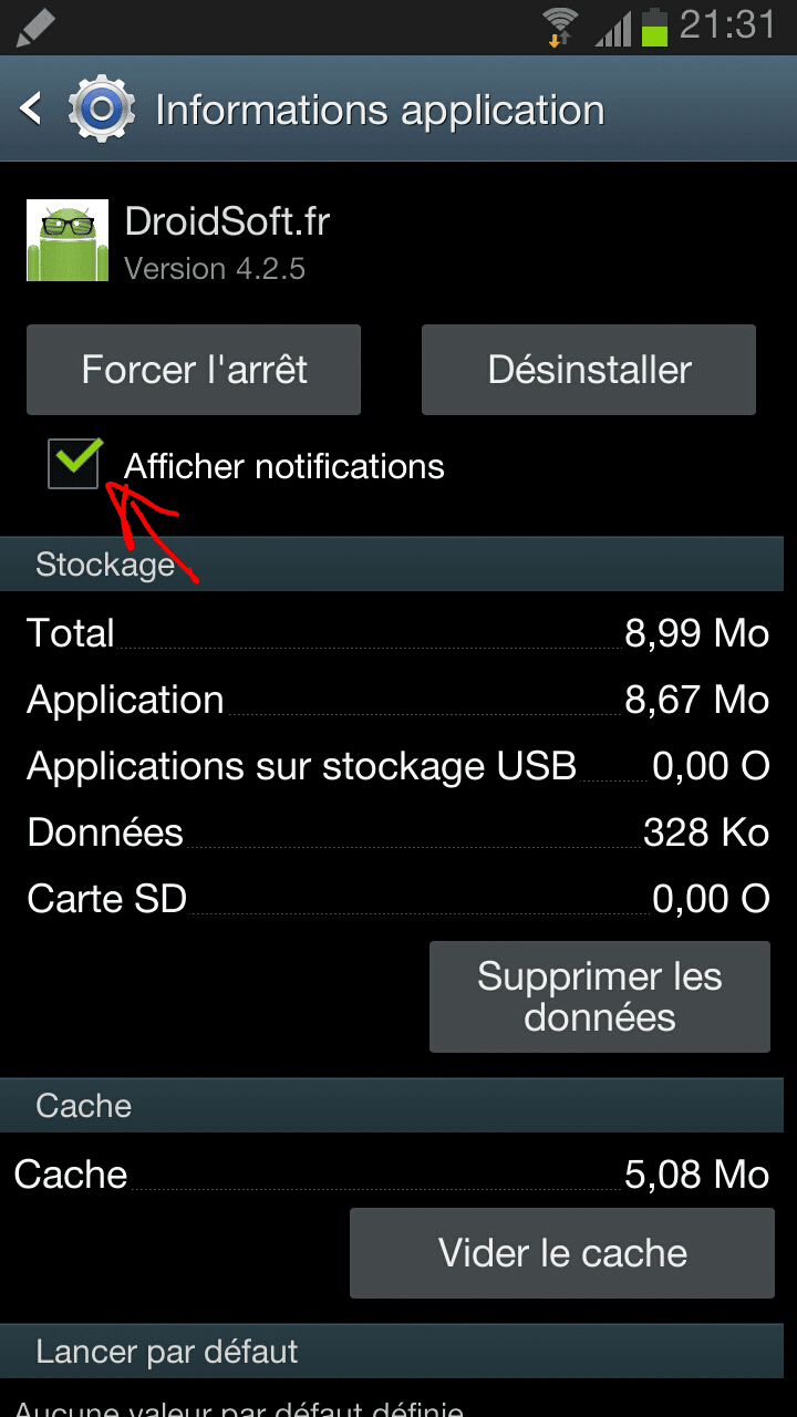 bloquer notification android