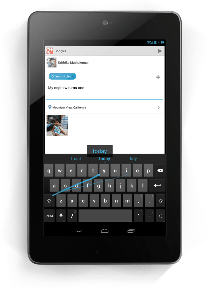 Android 4.2, Android 4.2 : le nouveau clavier à gestes