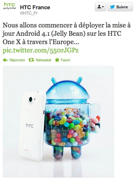 HTC One X android 4.1 jelly bean