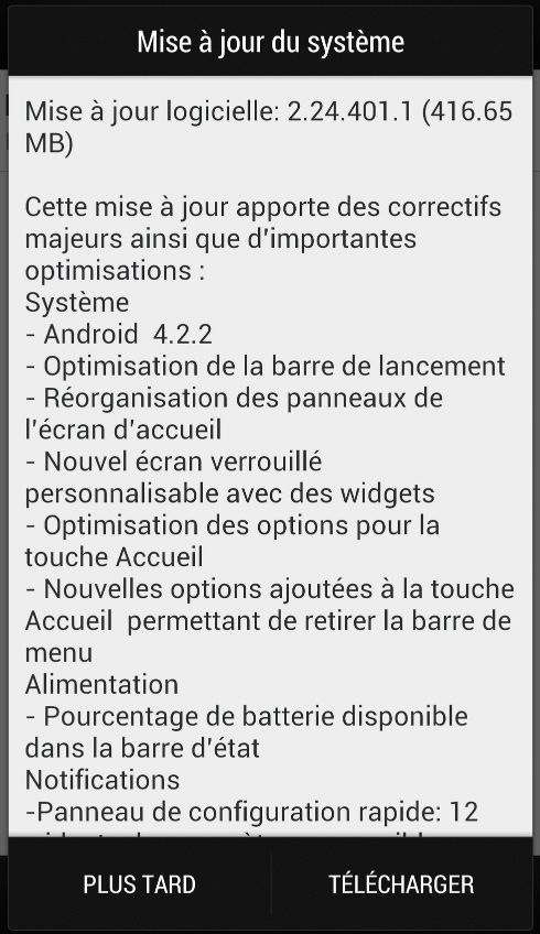 Android 4.2.2 HTC One mise à jour France