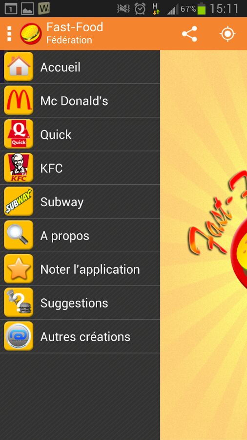 fast food restaurant android app gratuite