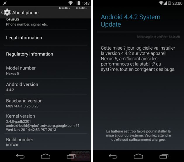 Android Kitkat 4.4.2 nexus 4 nexus 5 nexus 7