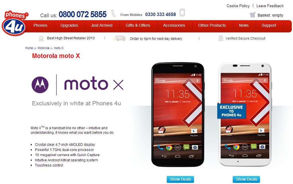 Moto X, Le Moto X dispo dès aujourd&rsquo;hui en Angleterre