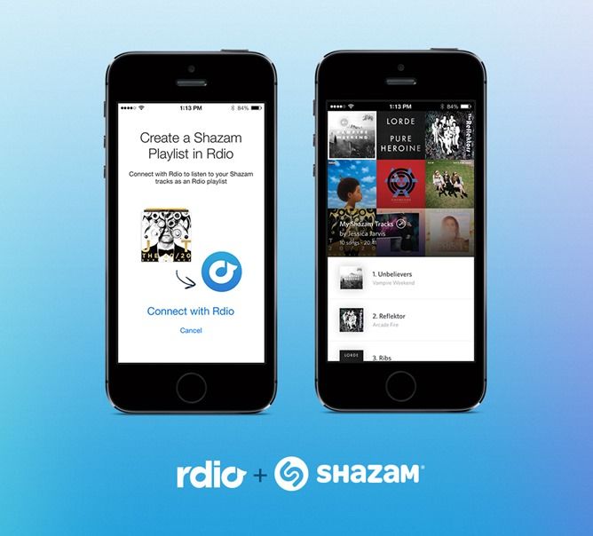 Playlists automatiques grâce à Rdio et Shazam Actualité