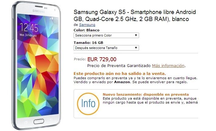Samsung Galaxy S5, Le Samsung Galaxy S5 en pré-commande en Europe