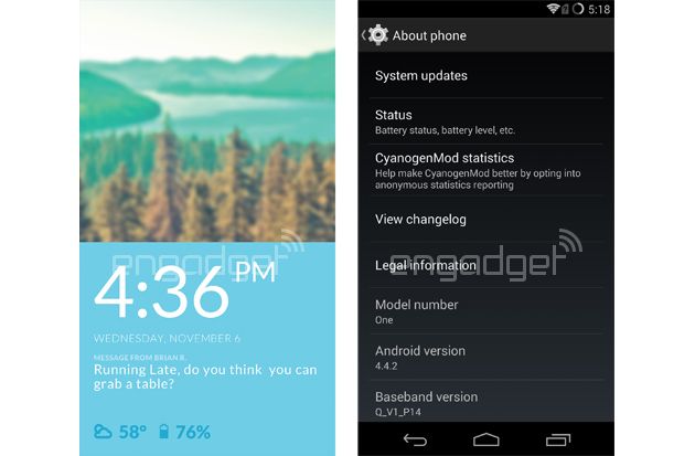 Premiers screenshots du OnePlus One avec CyanogenMod Appareils