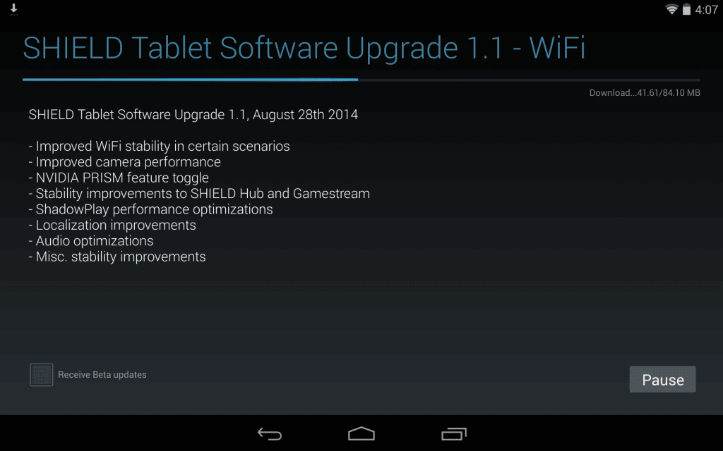 shield tablet 1.1 update