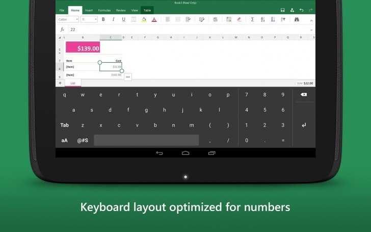 microsoft clavier excel android