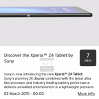 Fuite officielle pour la tablette Sony Xperia Z4 Appareils