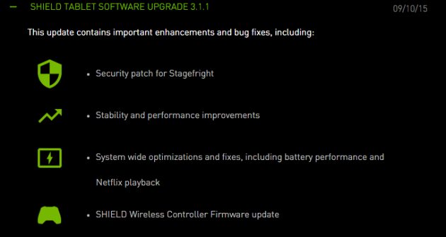 , Une nouvelle mise à jour pour la Shield Tablet de Nvidia