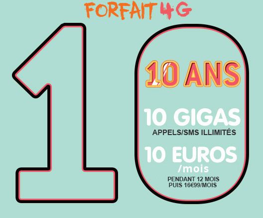 Pour ses 10 ans NRJ Mobile vous offre 10GO pour 10€ ! Bons plans
