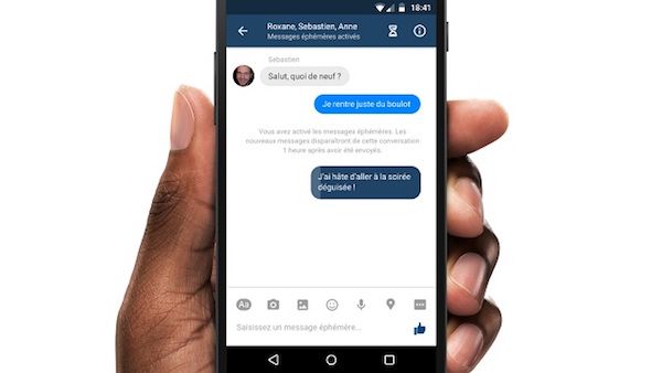 Facebook teste l’envoi de messages éphémères  en France Applications