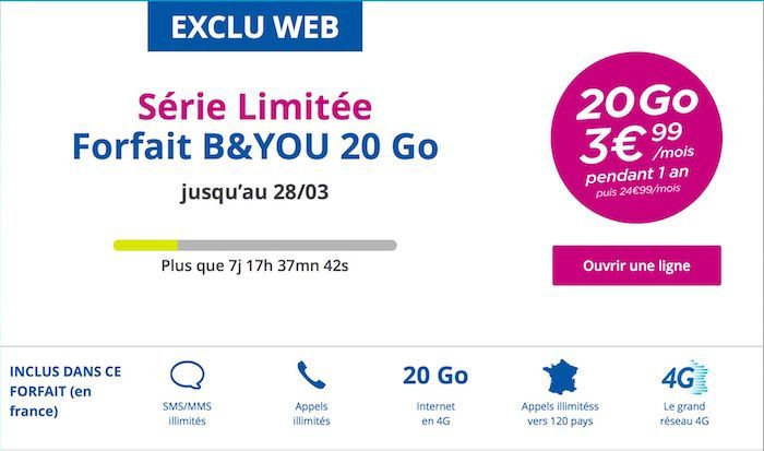 , Bouygues Telecom propose son forfait 4G 20 Go pour seulement 3,99€/mois