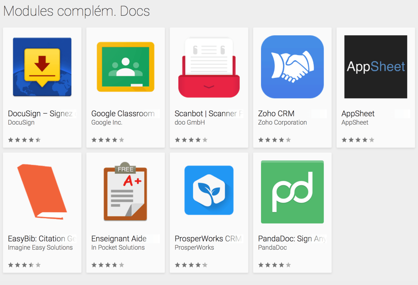 Google Docs : les add-on sont disponibles sur le Play Store Applications