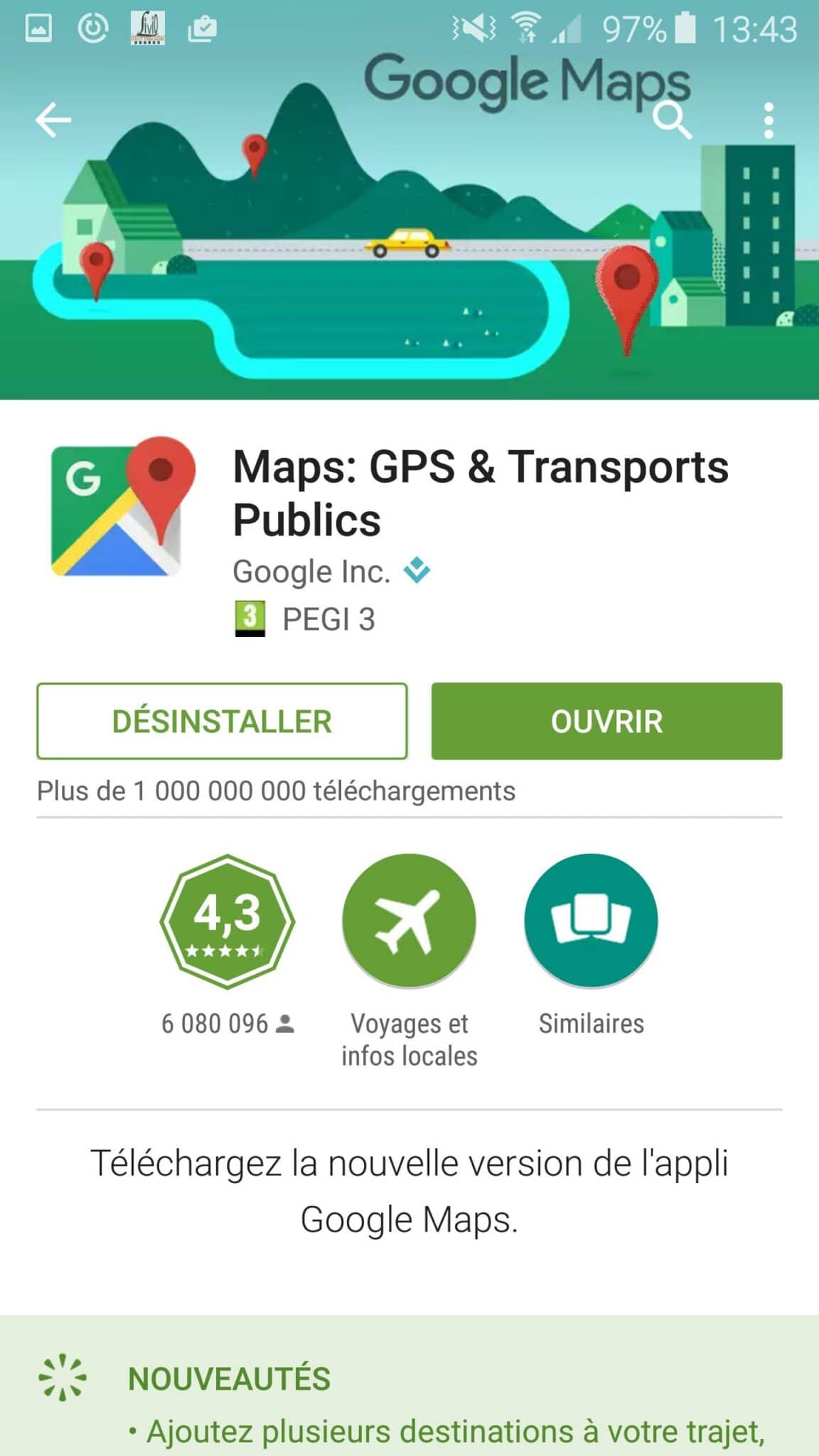 Google Maps est mis à jour et devient Maps: GPS & Transports Publics Actualité