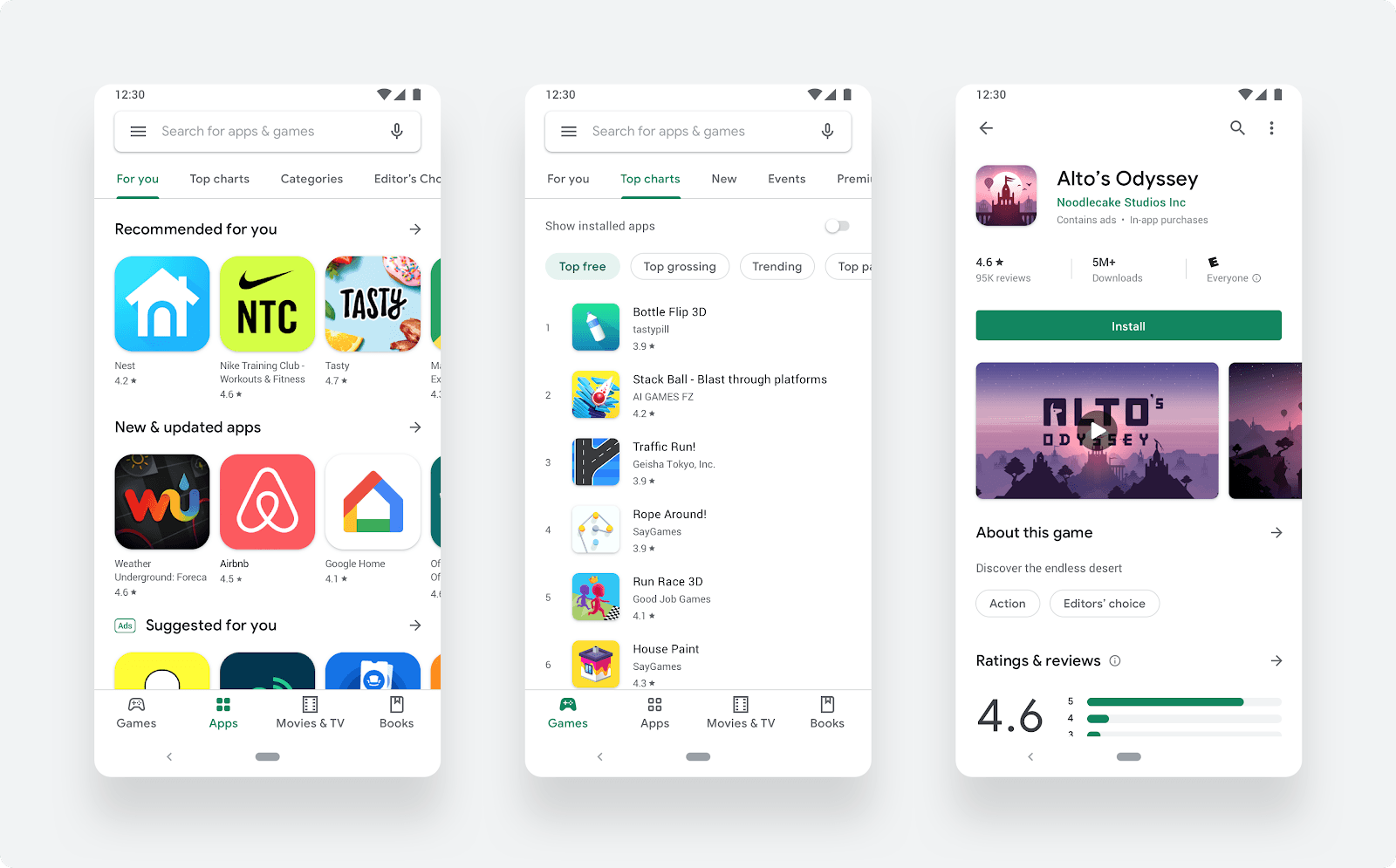 Google Play Store Material Design nouveau
