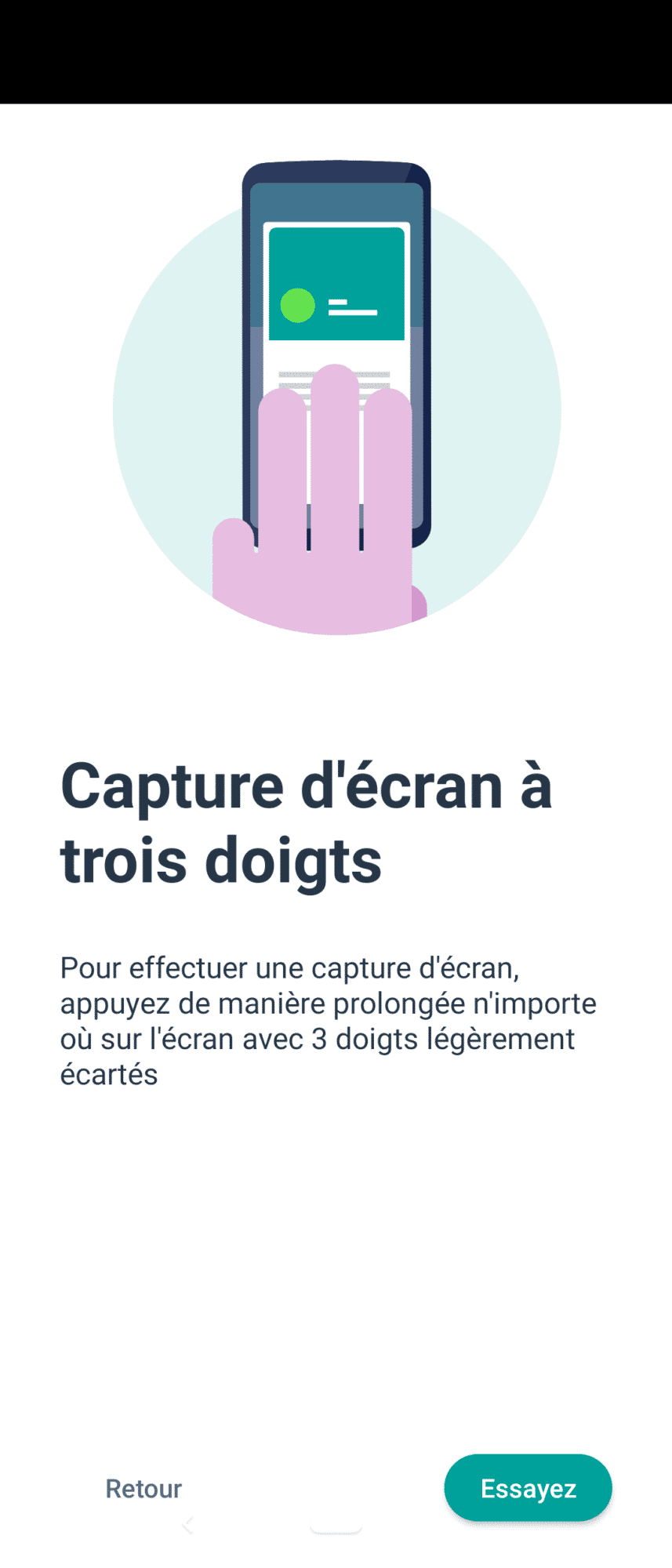 capture d'écran à 3 doigts