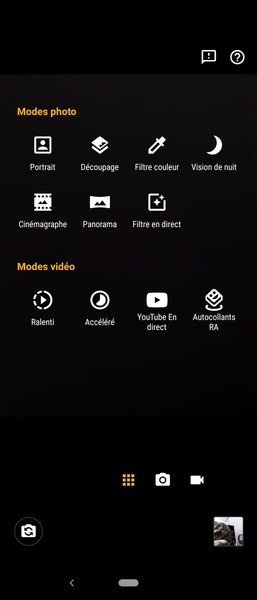 un volet pour les autres modes