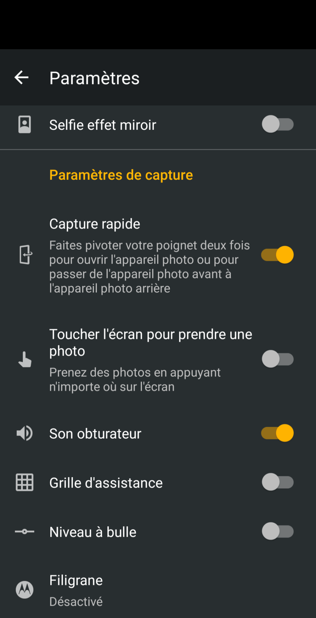 réglages vidéo