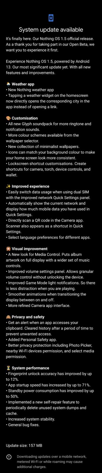 Nothing Phone (1) : la mise à jour vers Android 13 est disponible en version stable ! Actualité