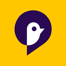 Le logo , mettant en vedette un oiseau ensoleillé avec un message en bulle, symbolisant la messagerie instantanée.