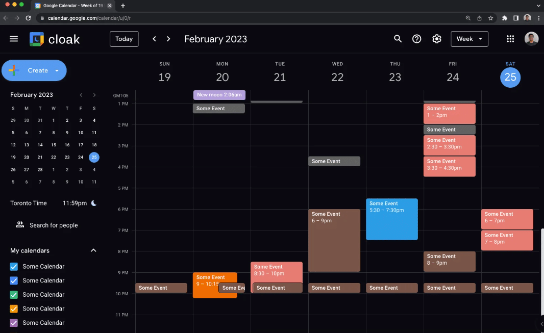 Dark mode Google calendar