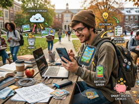 Image eleve avec telephone